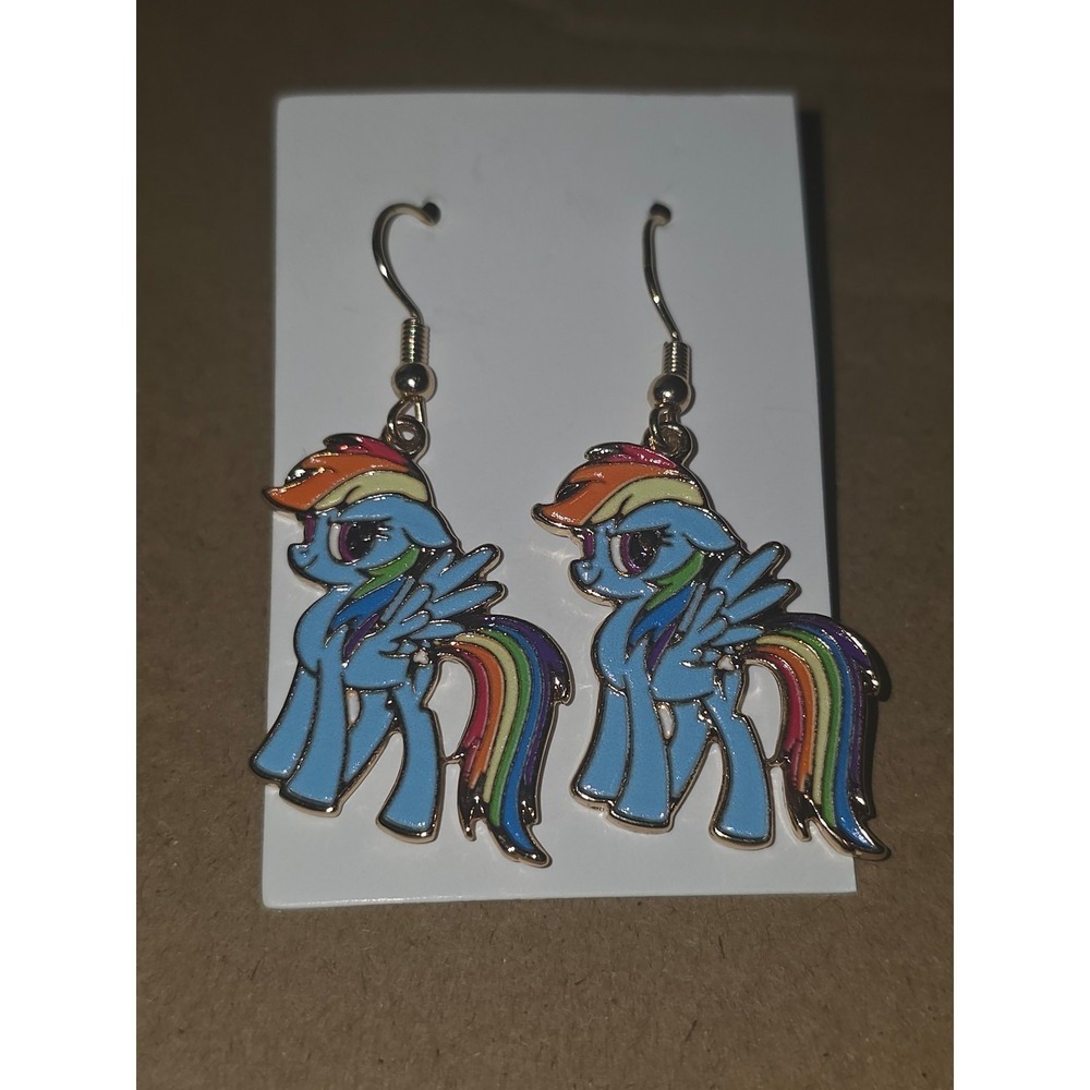 My Little Pony Hook Earrings! Rainbow Dash Enamel‎ Charm Hypo-Allergenic